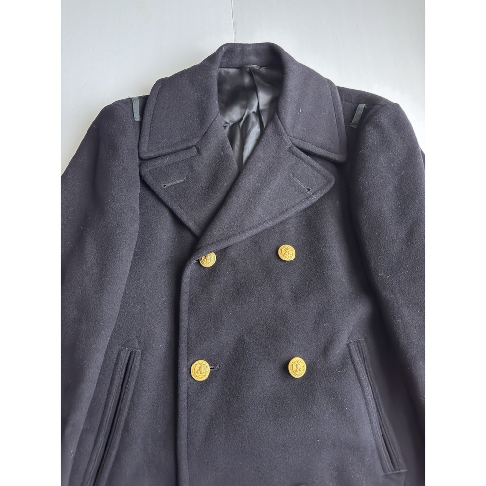 VTG U.S. Navy Mens Double Breasted 100% Wool Gold Button Peacoat Navy Blue 38XL - Picture 5 of 13